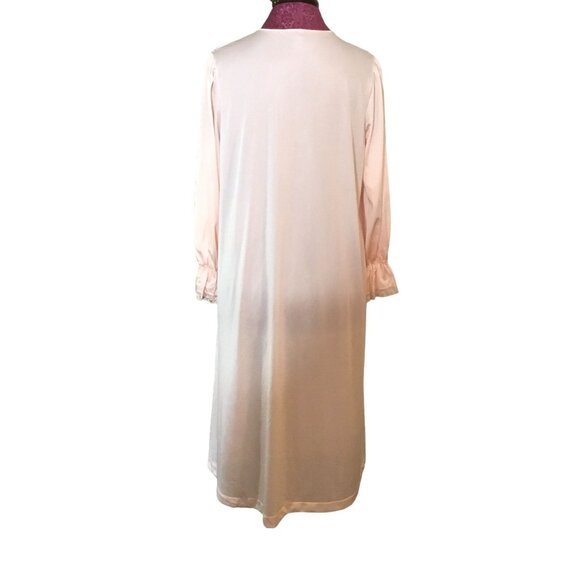 Vintage Shadowline Long-Sleeve Button-Up Nightgown with Lace Trim - Picture 4 of 13